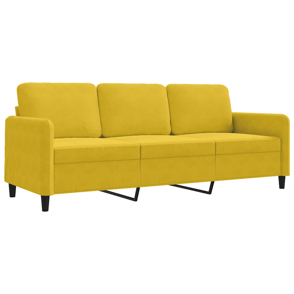 vidaXL Sofa 3-osobowa, żółty, 180 cm, tapicerowana aksamitem