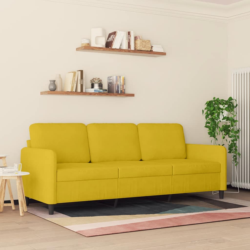vidaXL Sofa 3-osobowa, żółty, 180 cm, tapicerowana aksamitem
