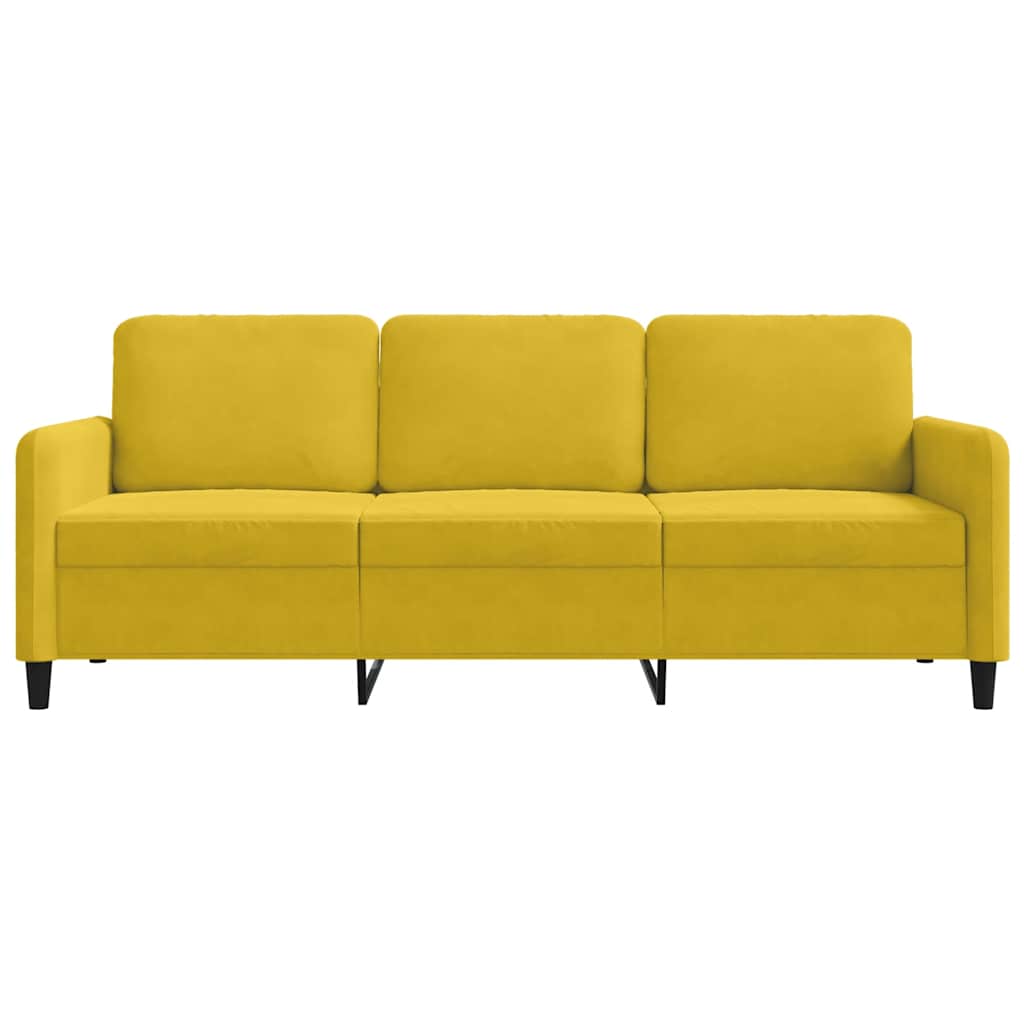 vidaXL Sofa 3-osobowa, żółty, 180 cm, tapicerowana aksamitem