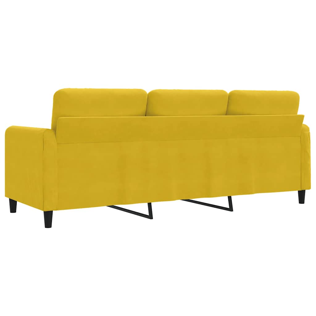 vidaXL Sofa 3-osobowa, żółty, 180 cm, tapicerowana aksamitem