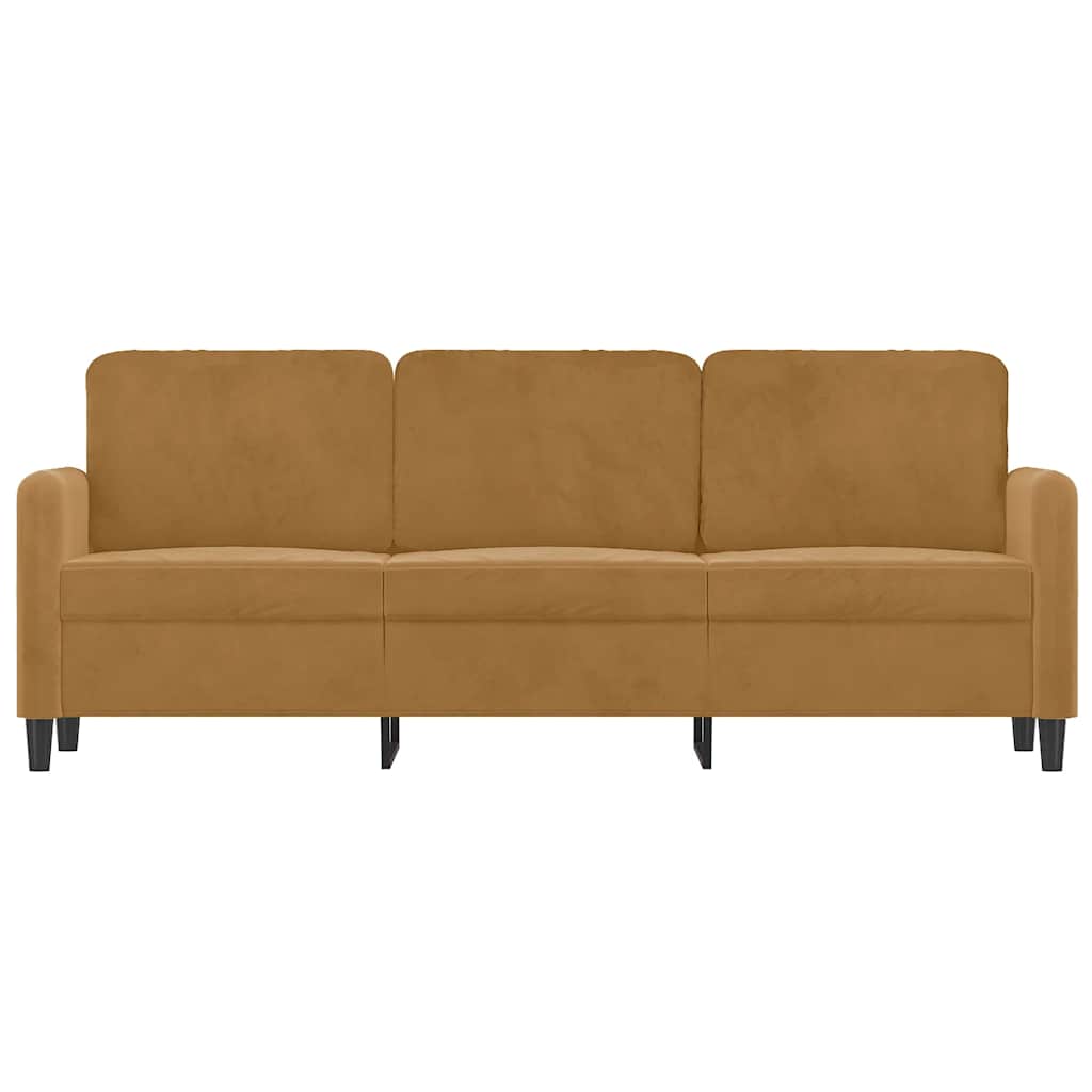 vidaXL Sofa 3-osobowa, brązowa, 180 cm, tapicerowana aksamitem