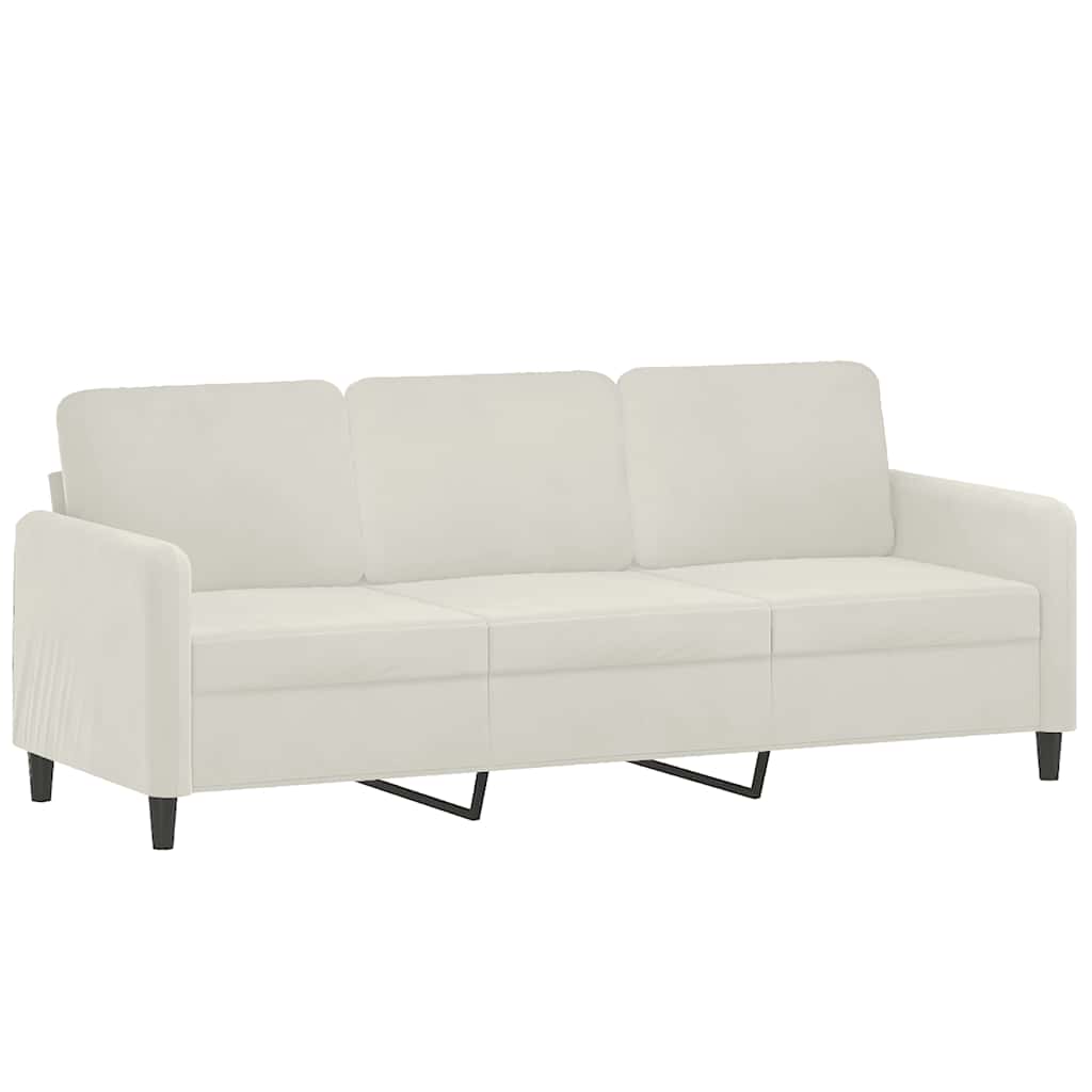 vidaXL Sofa 3-osobowa, kremowy, 180 cm, tapicerowana aksamitem