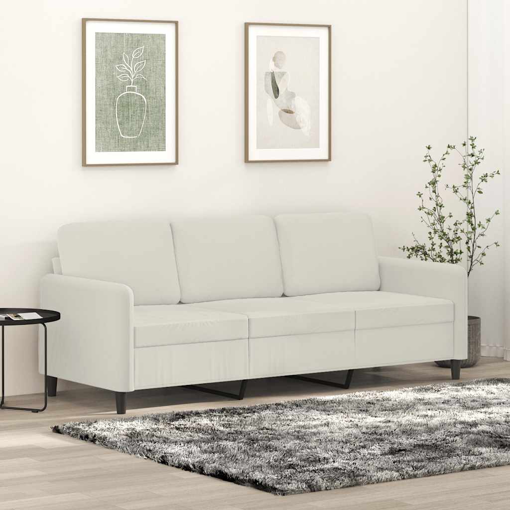 vidaXL Sofa 3-osobowa, kremowy, 180 cm, tapicerowana aksamitem