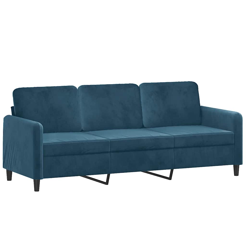 vidaXL Sofa 3-osobowa, niebieski, 180 cm, tapicerowana aksamitem