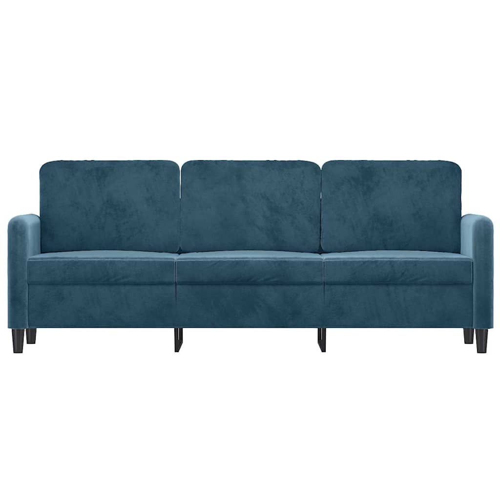 vidaXL Sofa 3-osobowa, niebieski, 180 cm, tapicerowana aksamitem
