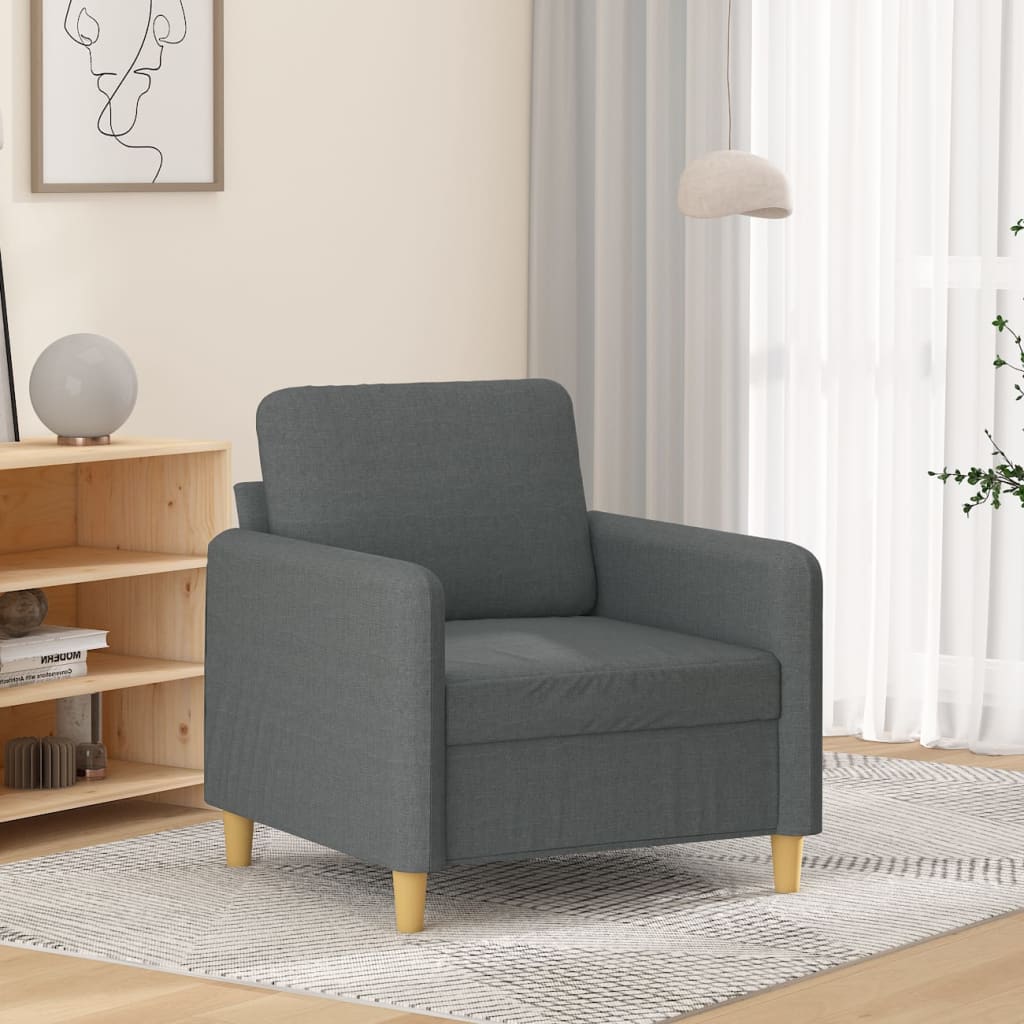 vidaXL Fotel, ciemnoszary, 60 cm, obity tkaniną