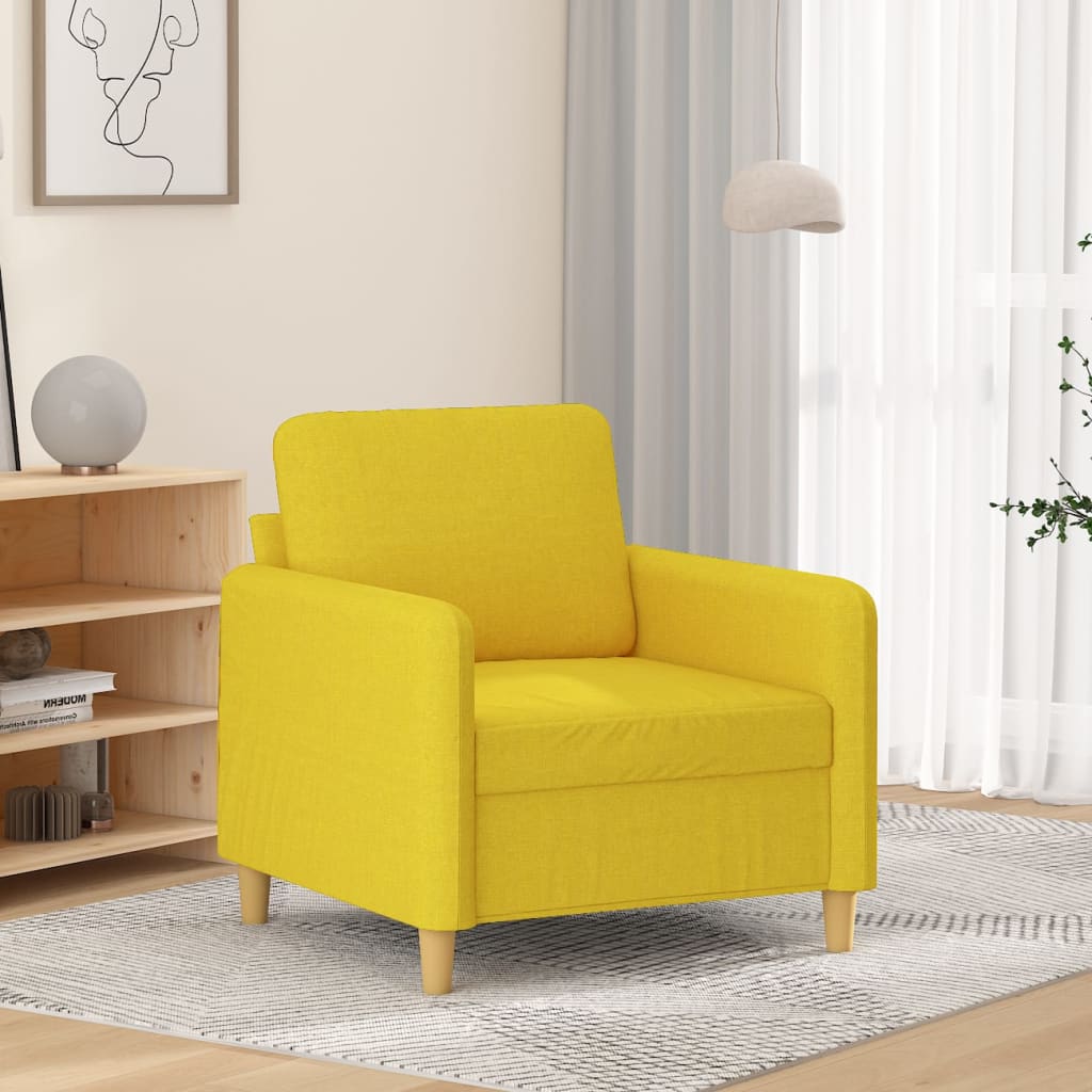 vidaXL Fotel, jasnożółty, 60 cm, obity tkaniną