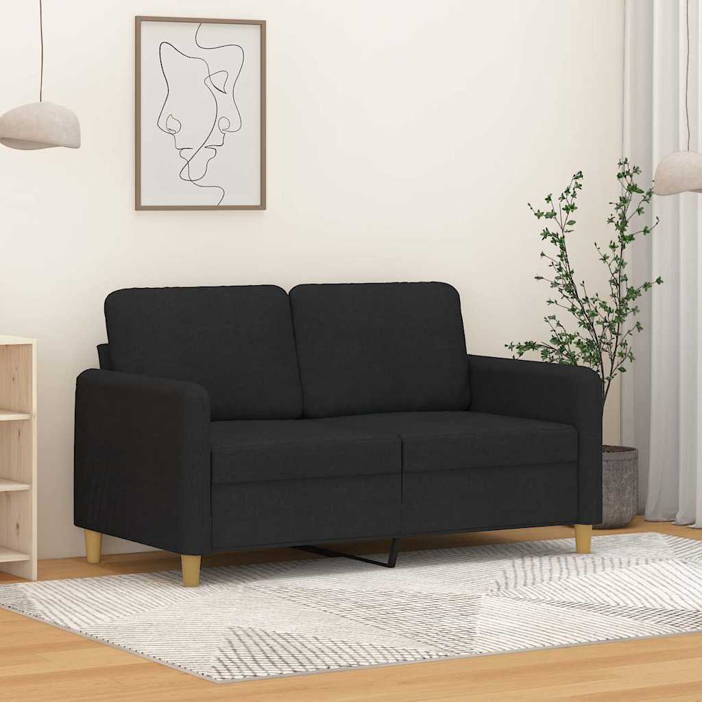 vidaXL Sofa 2-osobowa, czarna, 120 cm, tapicerowana tkaniną