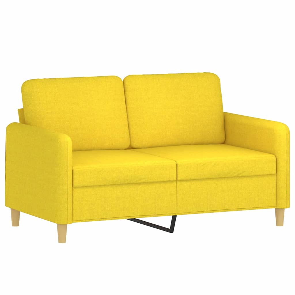 vidaXL Sofa 2-osobowa, jasnożółta, 120 cm, tapicerowana tkaniną