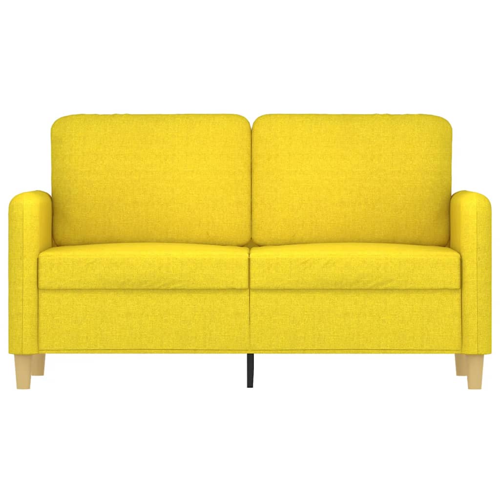 vidaXL Sofa 2-osobowa, jasnożółta, 120 cm, tapicerowana tkaniną