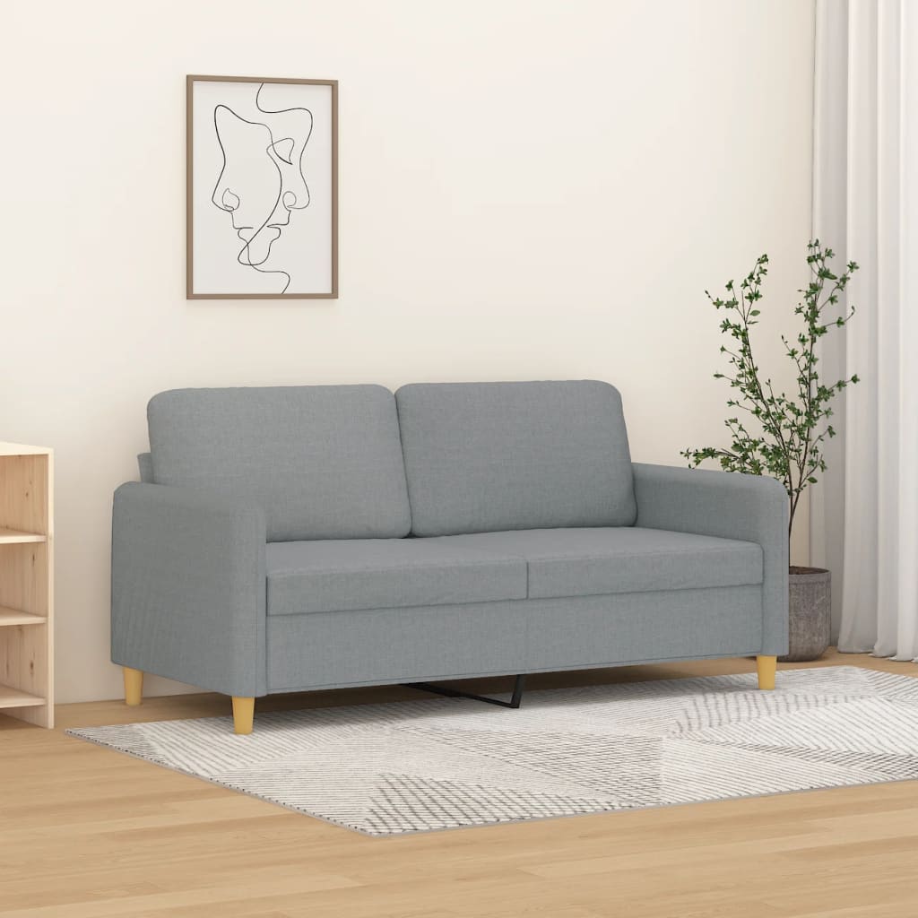 vidaXL Sofa 2-osobowa, jasnoszara, 140 cm, tapicerowana tkaniną
