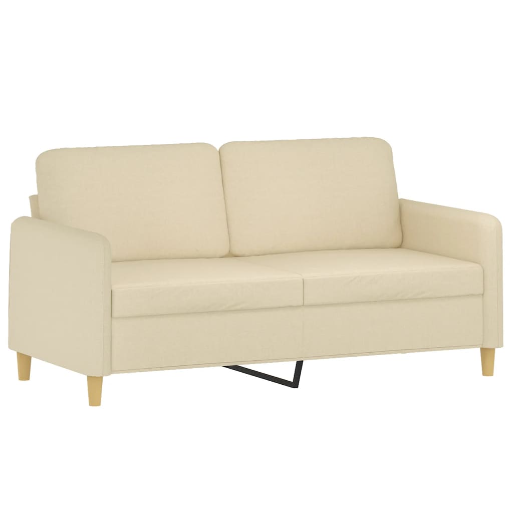 vidaXL 2-osobowa sofa, kremowa, 140 cm, tapicerowana tkaniną