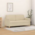 vidaXL 2-osobowa sofa, kremowa, 140 cm, tapicerowana tkaniną