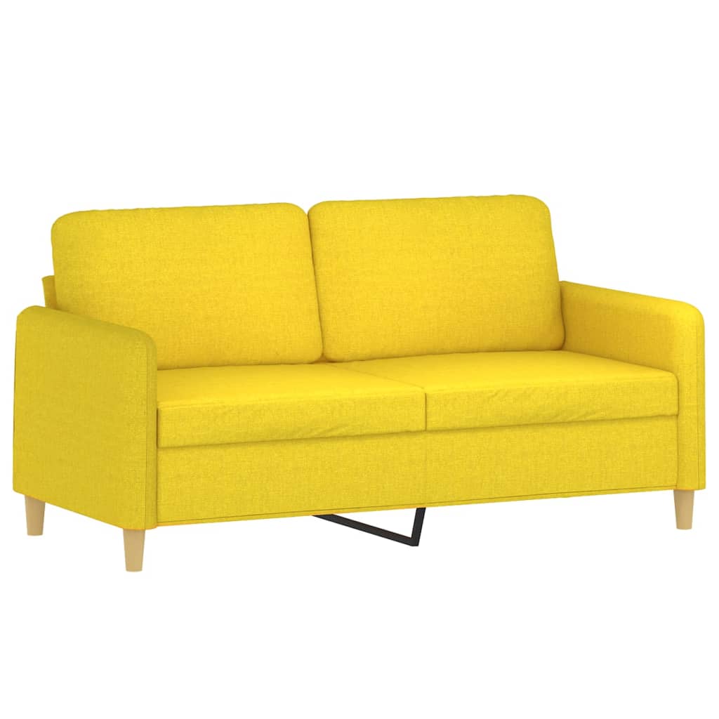 vidaXL Sofa 2-osobowa, jasnożółta, 140 cm, tapicerowana tkaniną