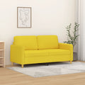 vidaXL Sofa 2-osobowa, jasnożółta, 140 cm, tapicerowana tkaniną