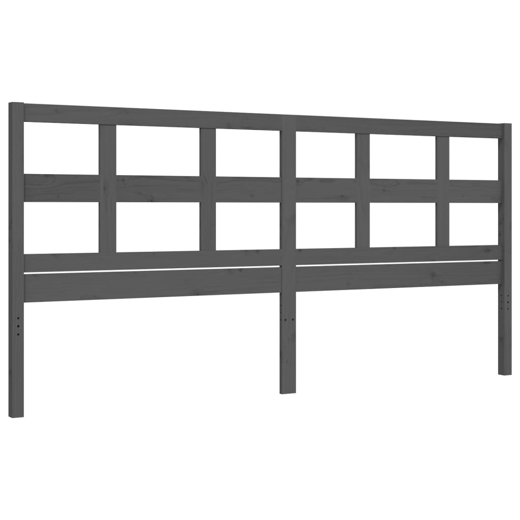 vidaXL Rama łóżka z wezgłowiem, szara, 200x200 cm, lite drewno