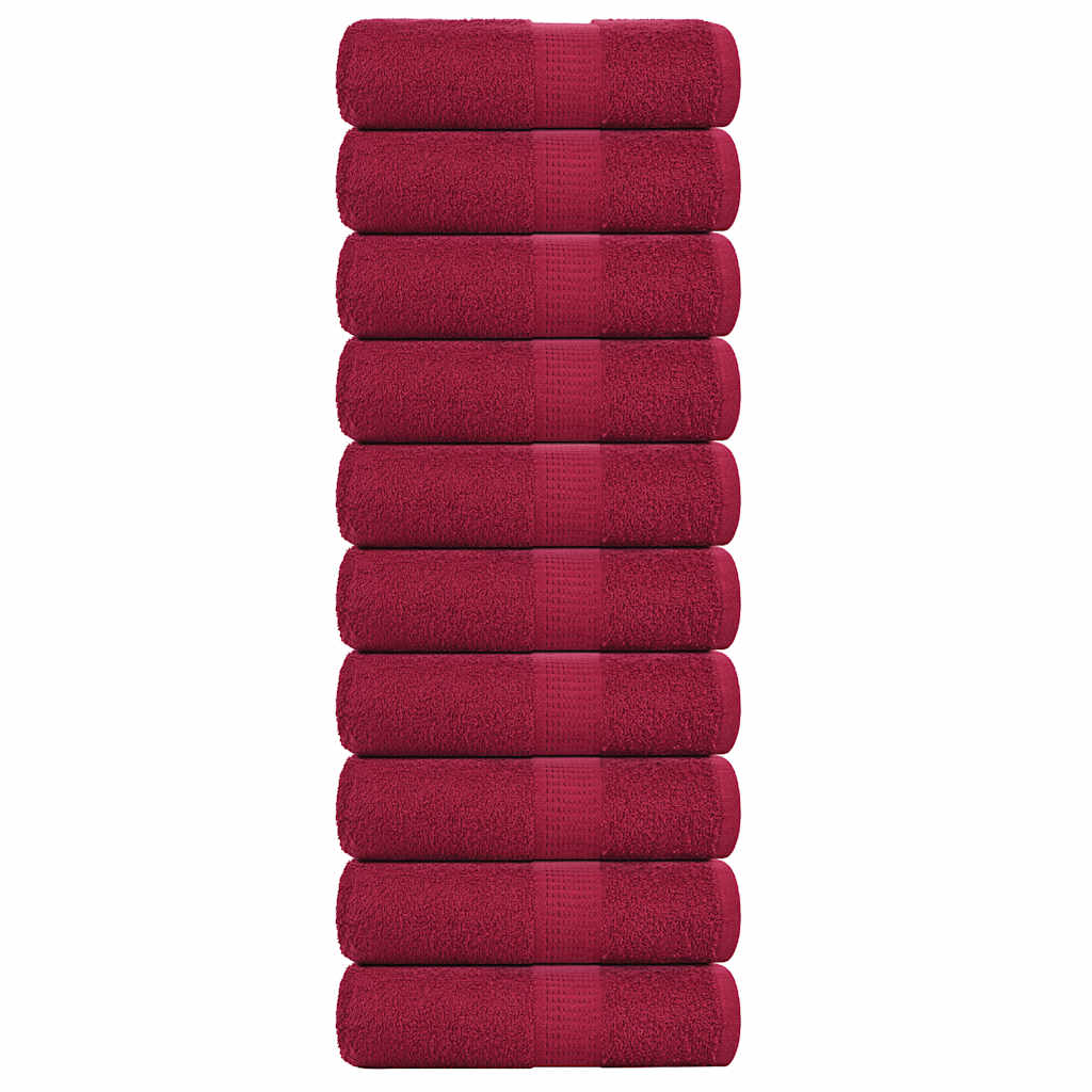 vidaXL Ręczniki dla gości, FROGN, 10 szt., Bordeaux 30x50 cm, 360 g/m²