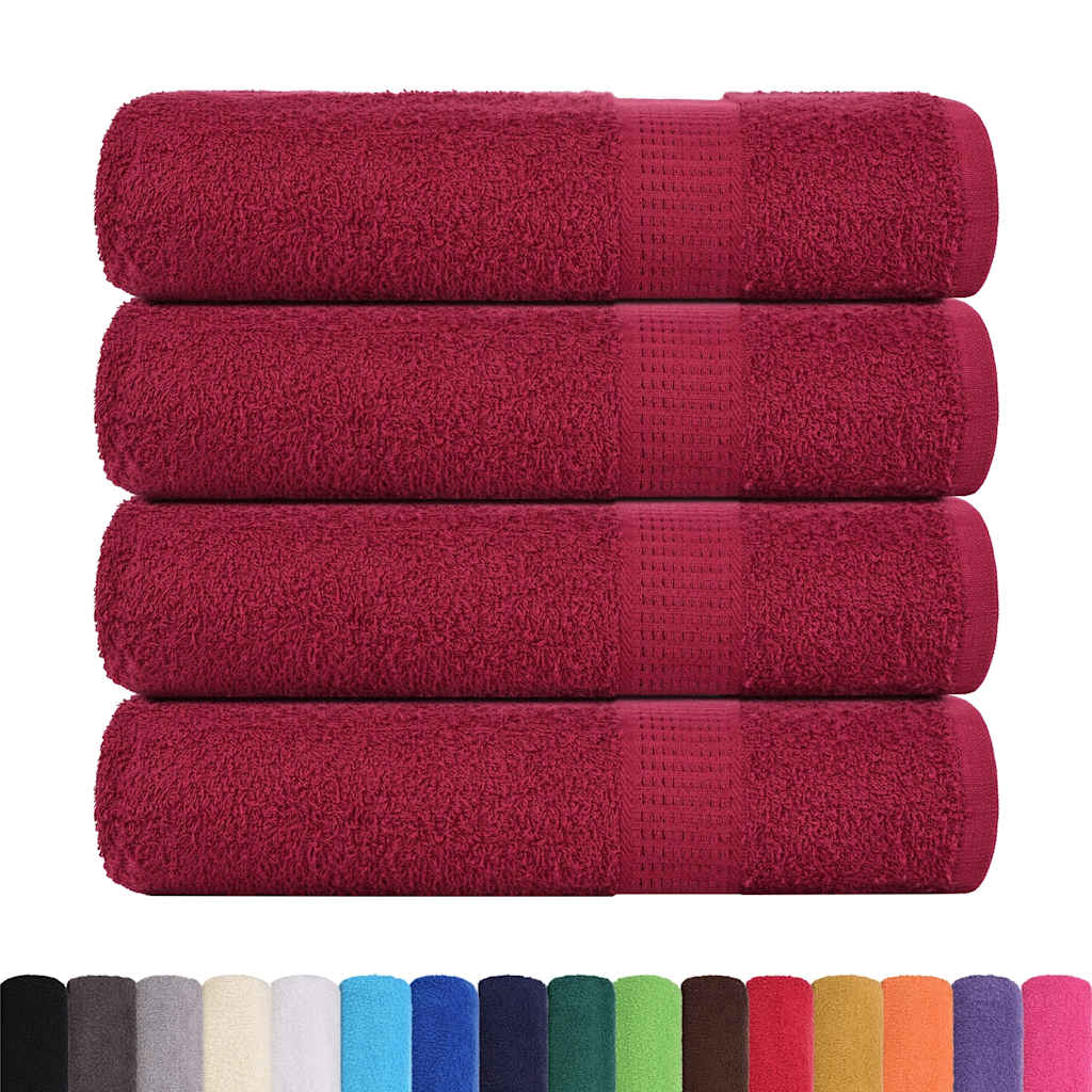 vidaXL Ręczniki do rąk, FROGN, 4 szt., Bordeaux 50x100 cm, 360 g/m²