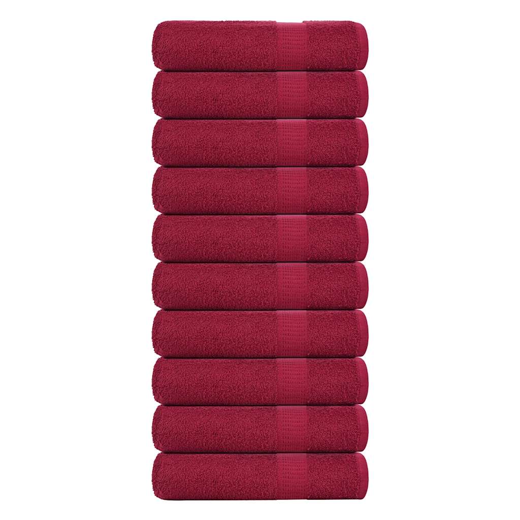 vidaXL Ręczniki do rąk, FROGN, 10 szt., Bordeaux 50x100 cm, 360 g/m²