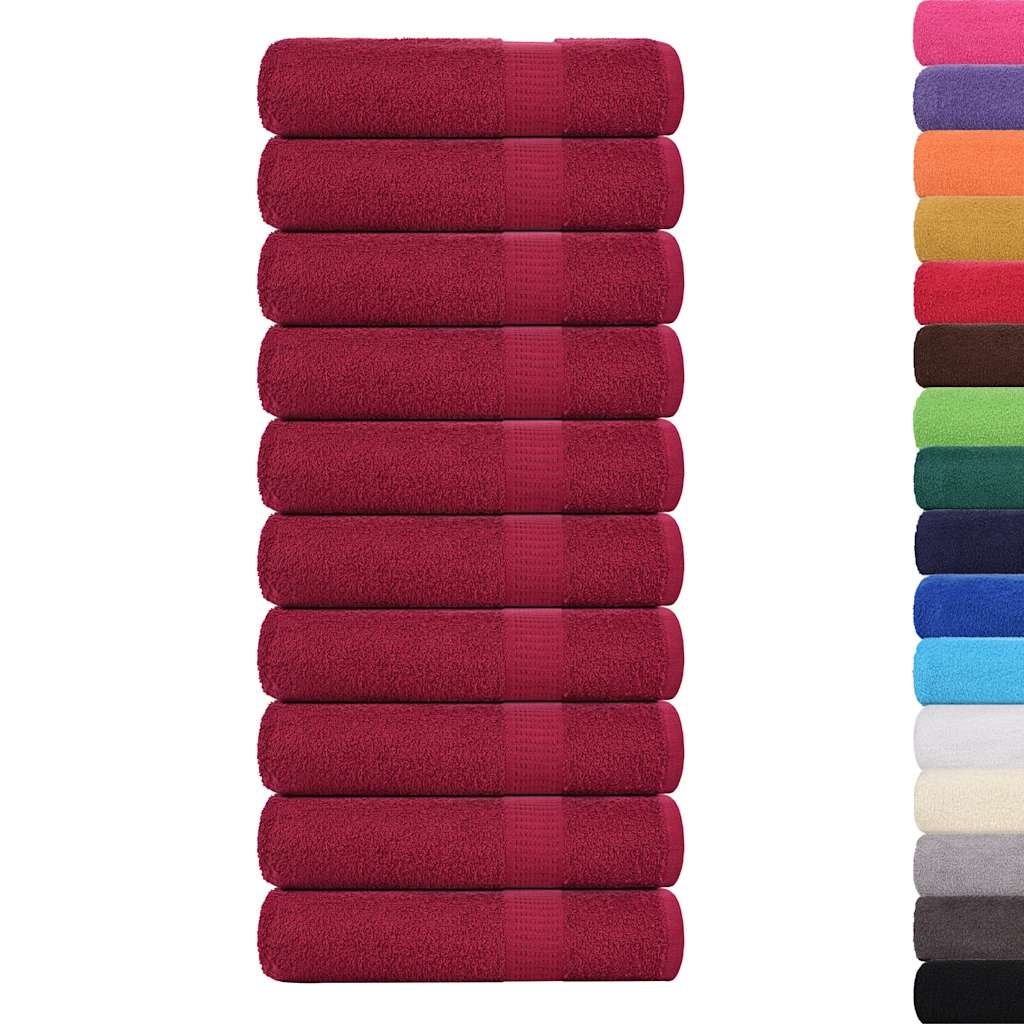 vidaXL Ręczniki do rąk, FROGN, 10 szt., Bordeaux 50x100 cm, 360 g/m²
