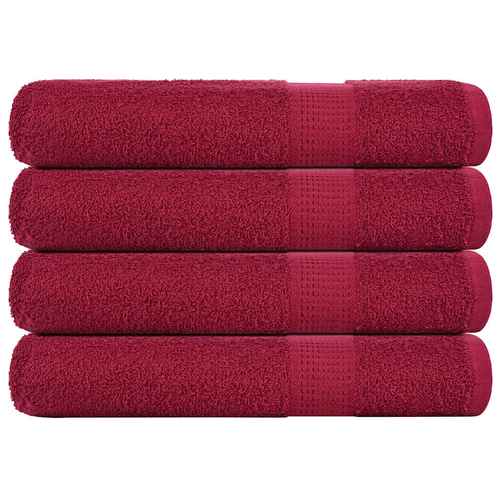 vidaXL Ręczniki, FROGN, 4 szt., bordowe, 100x200 cm, 360 g/m²