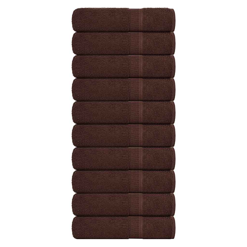 vidaXL Ręczniki do rąk, FROGN, 10 szt., brązowe, 50x100 cm, 360 g/m²