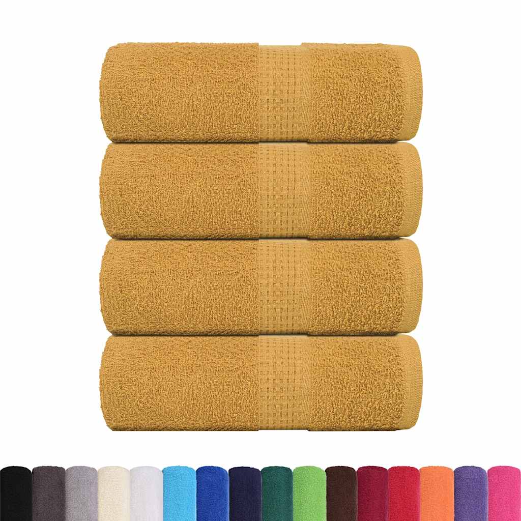 vidaXL Ręczniki, FROGN, 4 szt., złote, 30x30 cm, 360 g/m²