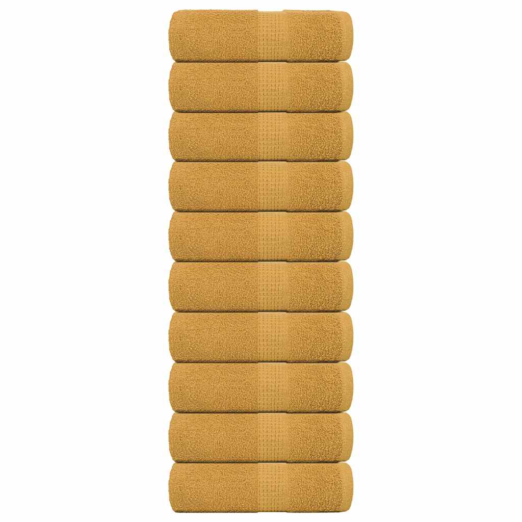 vidaXL Ręczniki, FROGN, 10 szt., złote, 30x30 cm, 360 g/m²