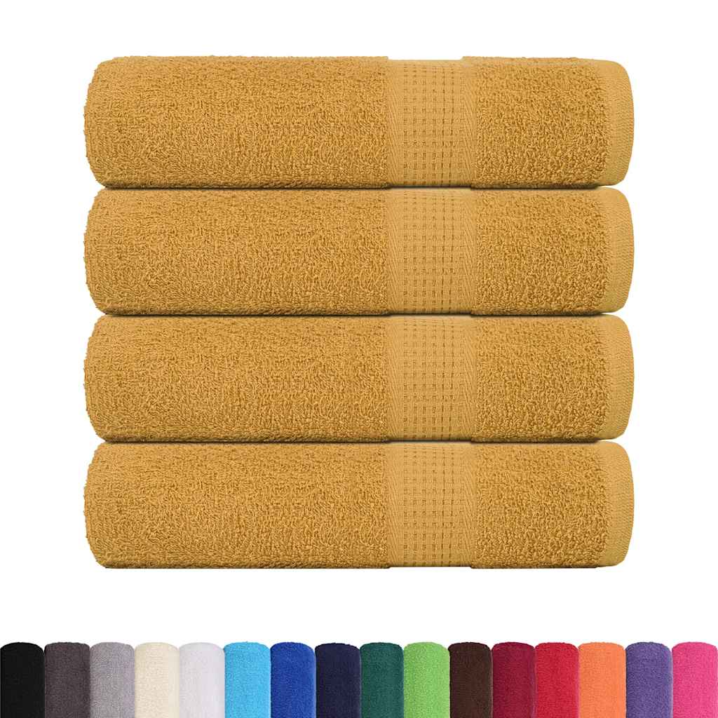 vidaXL Ręczniki kąpielowe FROGN 4 szt. Złoty 100x150 cm 360 g/m²