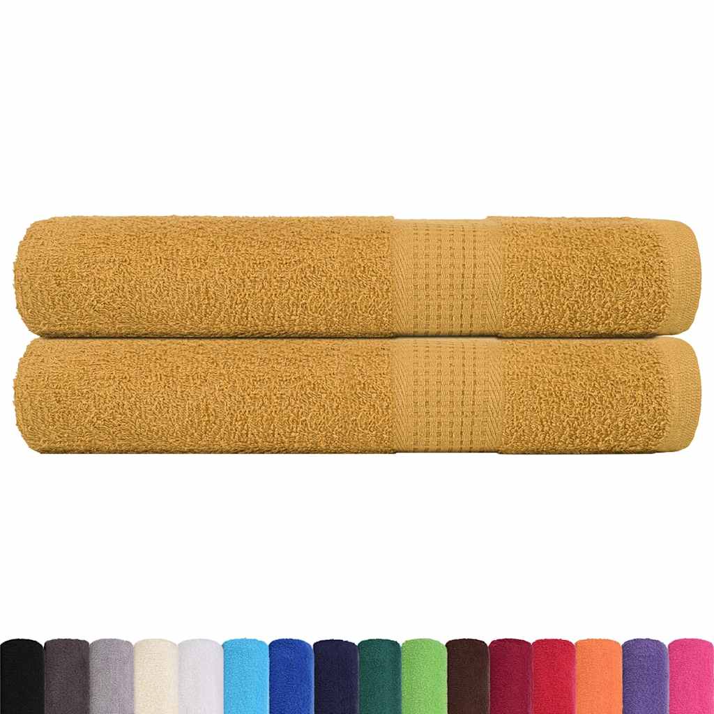 vidaXL Ręczniki FROGN 2 szt. Złoty 100x200 cm 360 g/m²
