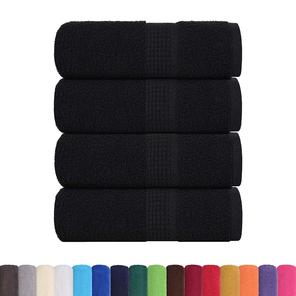 vidaXL Ręczniki dla gości, FROGN, 4 szt., czarne, 30x50 cm, 360 g/m²