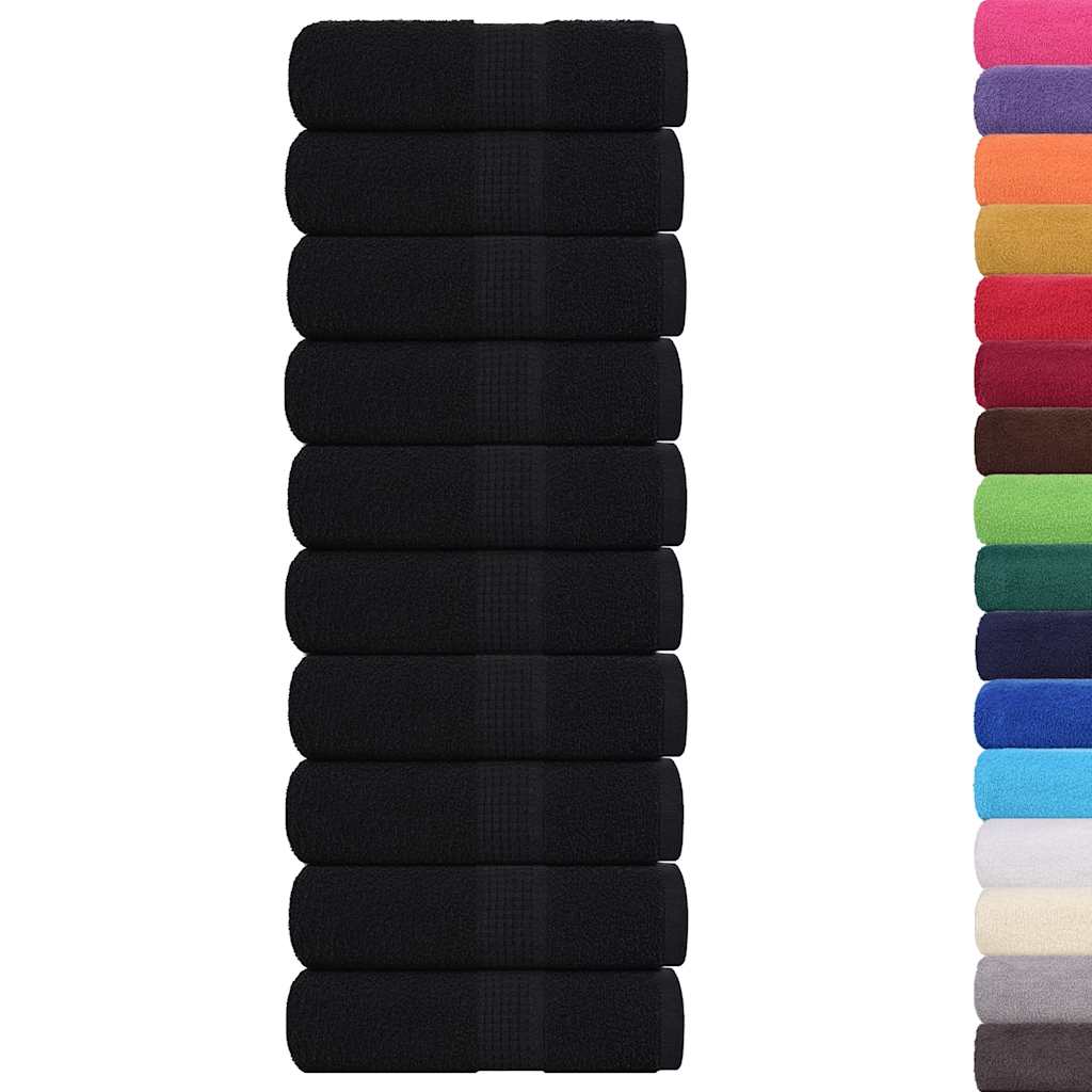 vidaXL Ręczniki dla gości, FROGN, 10 szt., czarne, 30x50 cm, 360 g/m²