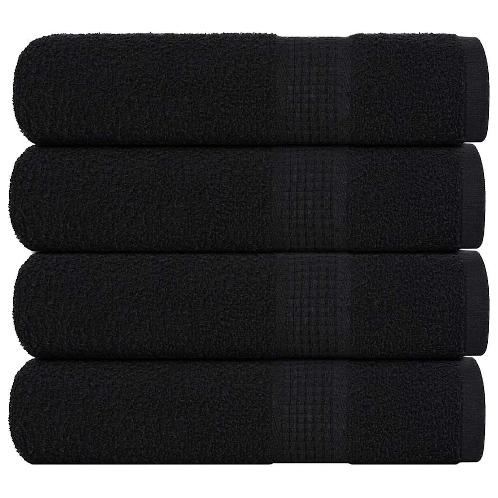 vidaXL Ręczniki do rąk, FROGN, 4 szt., czarne, 50x100 cm, 360 g/m²