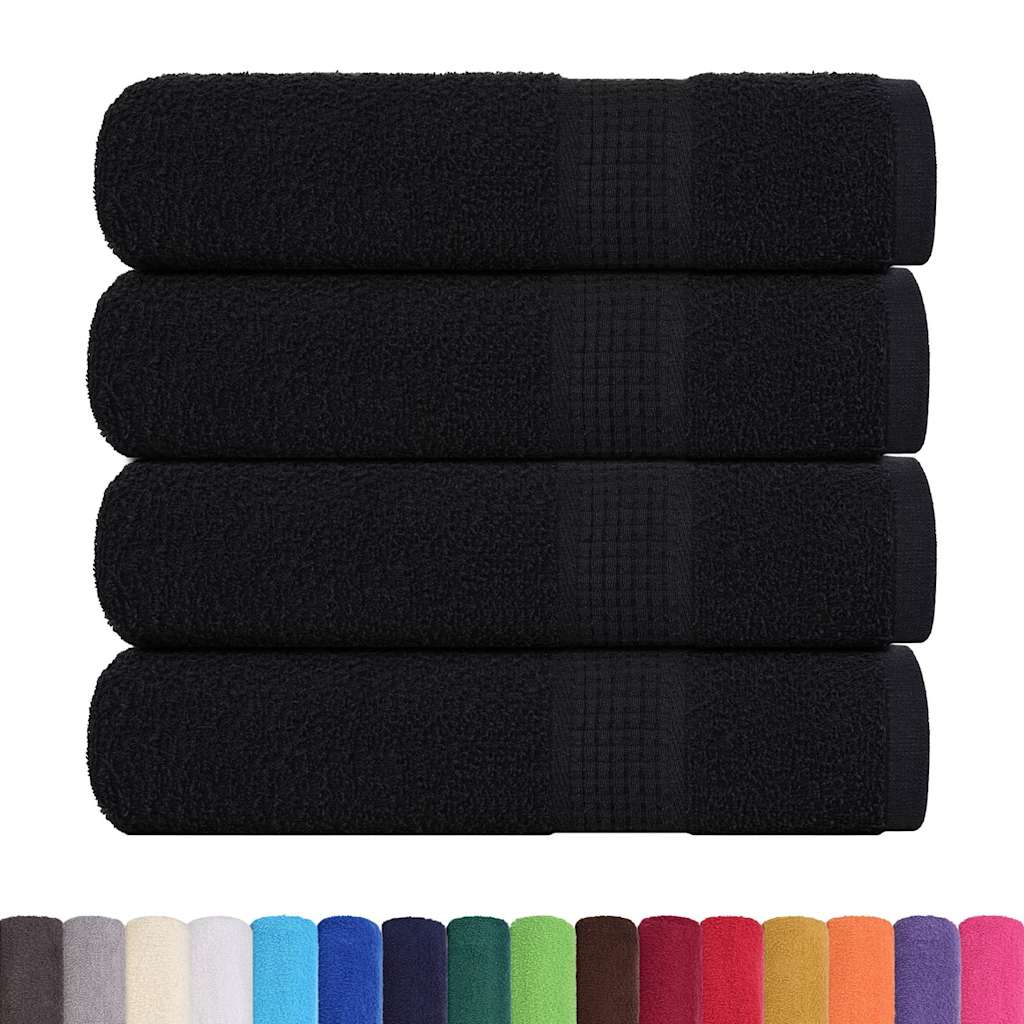vidaXL Ręczniki do rąk, FROGN, 4 szt., czarne, 50x100 cm, 360 g/m²