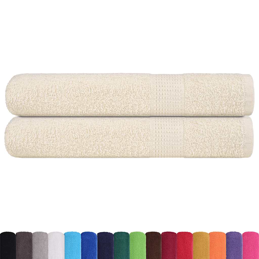 vidaXL Ręczniki, FROGN, 2 szt, kremowe, 100x200 cm, 360 g/m²