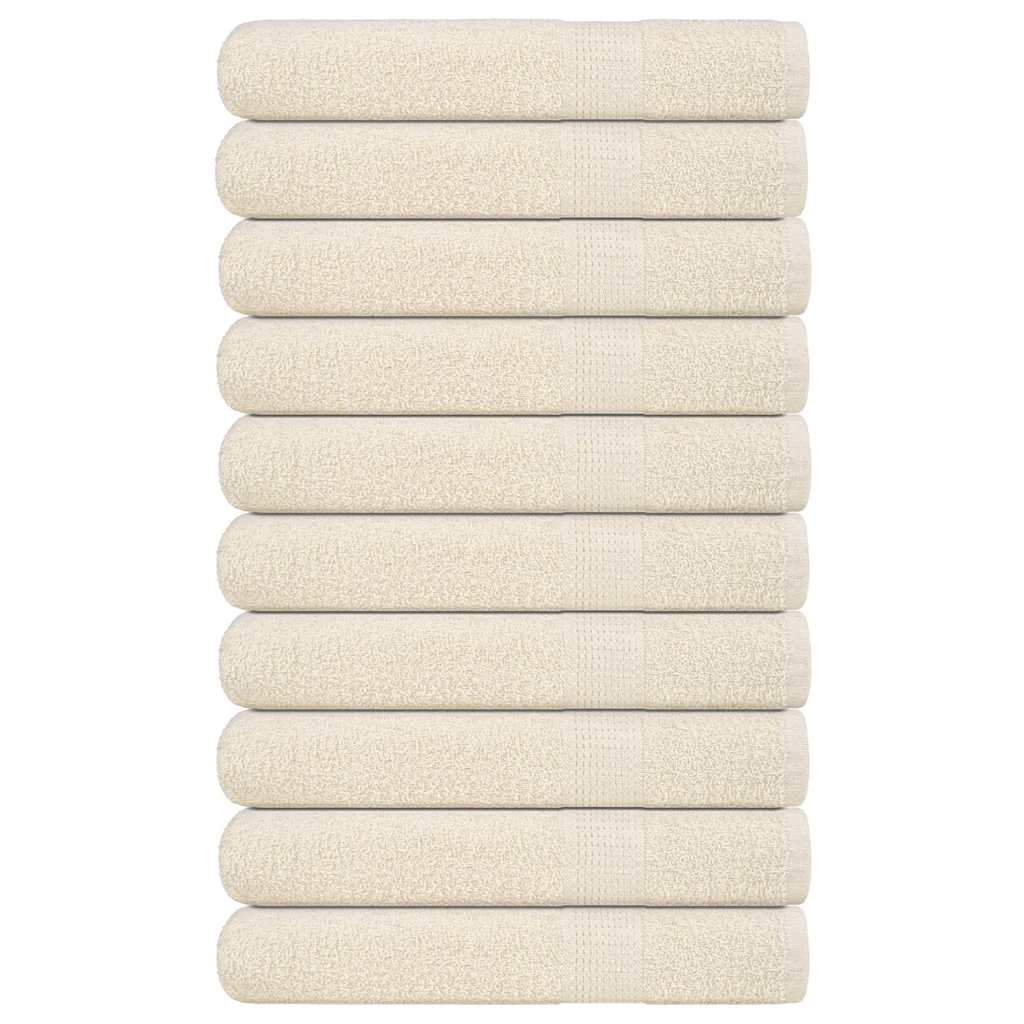 vidaXL Ręczniki, FROGN, 10 szt, kremowe, 100x200 cm, 360 g/m²