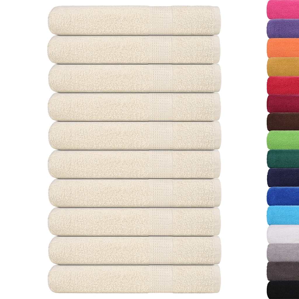 vidaXL Ręczniki, FROGN, 10 szt, kremowe, 100x200 cm, 360 g/m²
