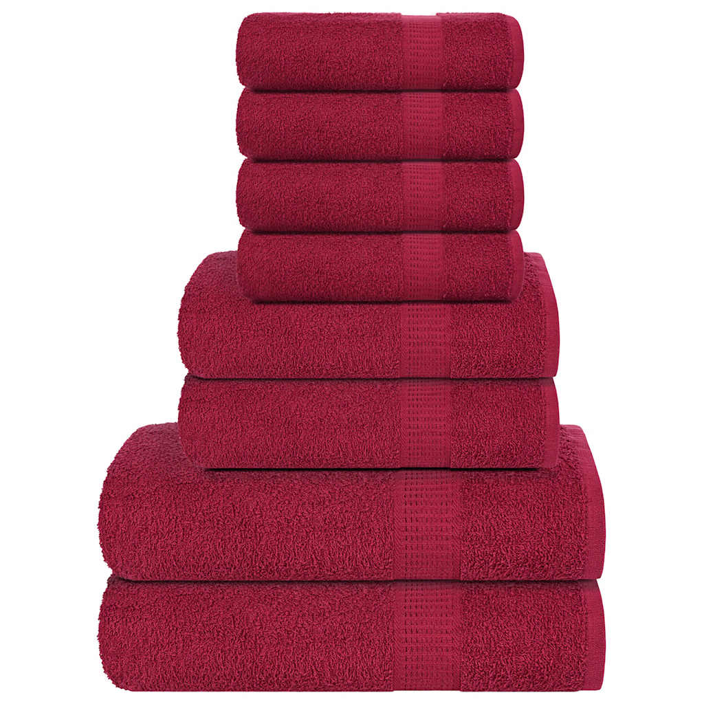 vidaXL 8-cz. zestaw ręczników, FROGN, bordo, 360 g/m²