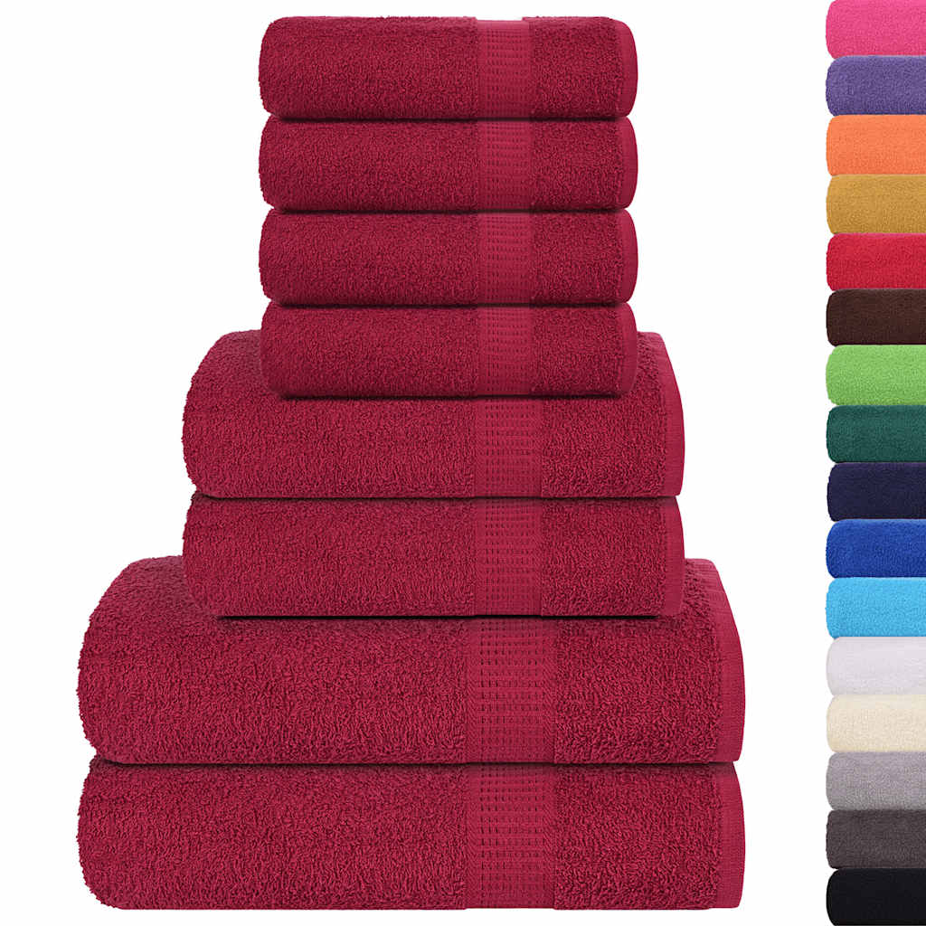 vidaXL 8-cz. zestaw ręczników, FROGN, bordo, 360 g/m²