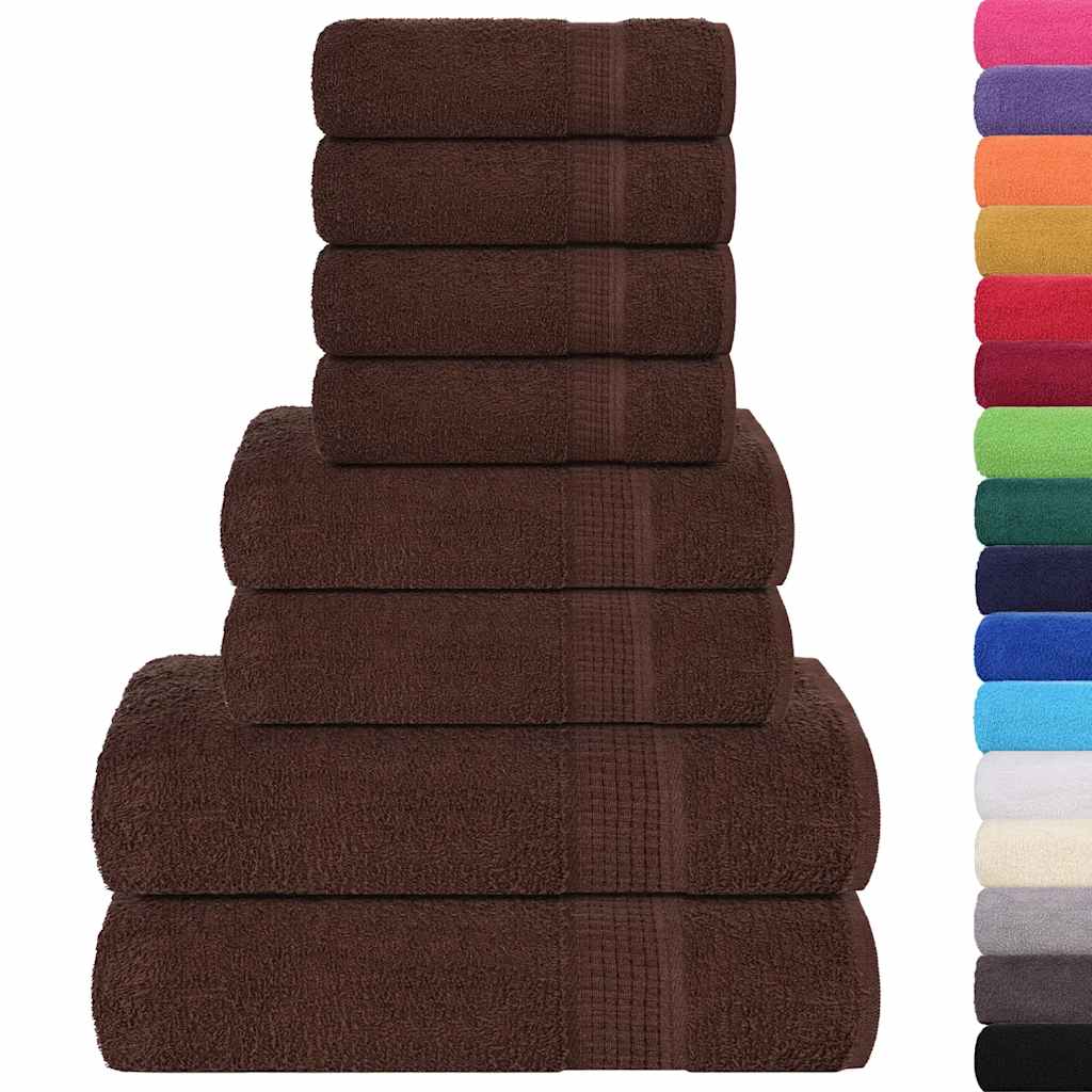 vidaXL 8-cz. zestaw ręczników, FROGN, brązowy, 360 g/m²