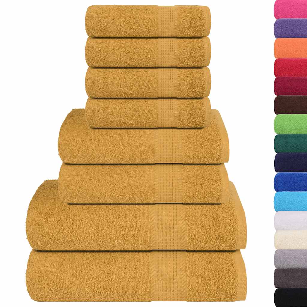 vidaXL 8-cz. zestaw ręczników, FROGN, złoty, 360 g/m²