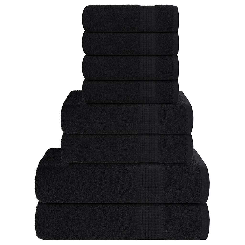 vidaXL 8-cz. zestaw ręczników, FROGN, czarny, 360 g/m²