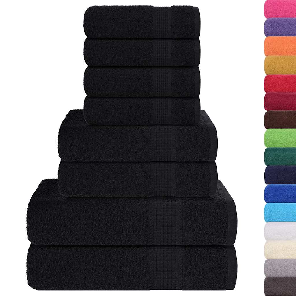 vidaXL 8-cz. zestaw ręczników, FROGN, czarny, 360 g/m²