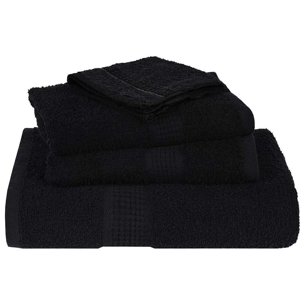 vidaXL 8-cz. zestaw ręczników, FROGN, czarny, 360 g/m²