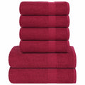 vidaXL 6-cz. zestaw ręczników, FROGN, bordo, 360 g/m²