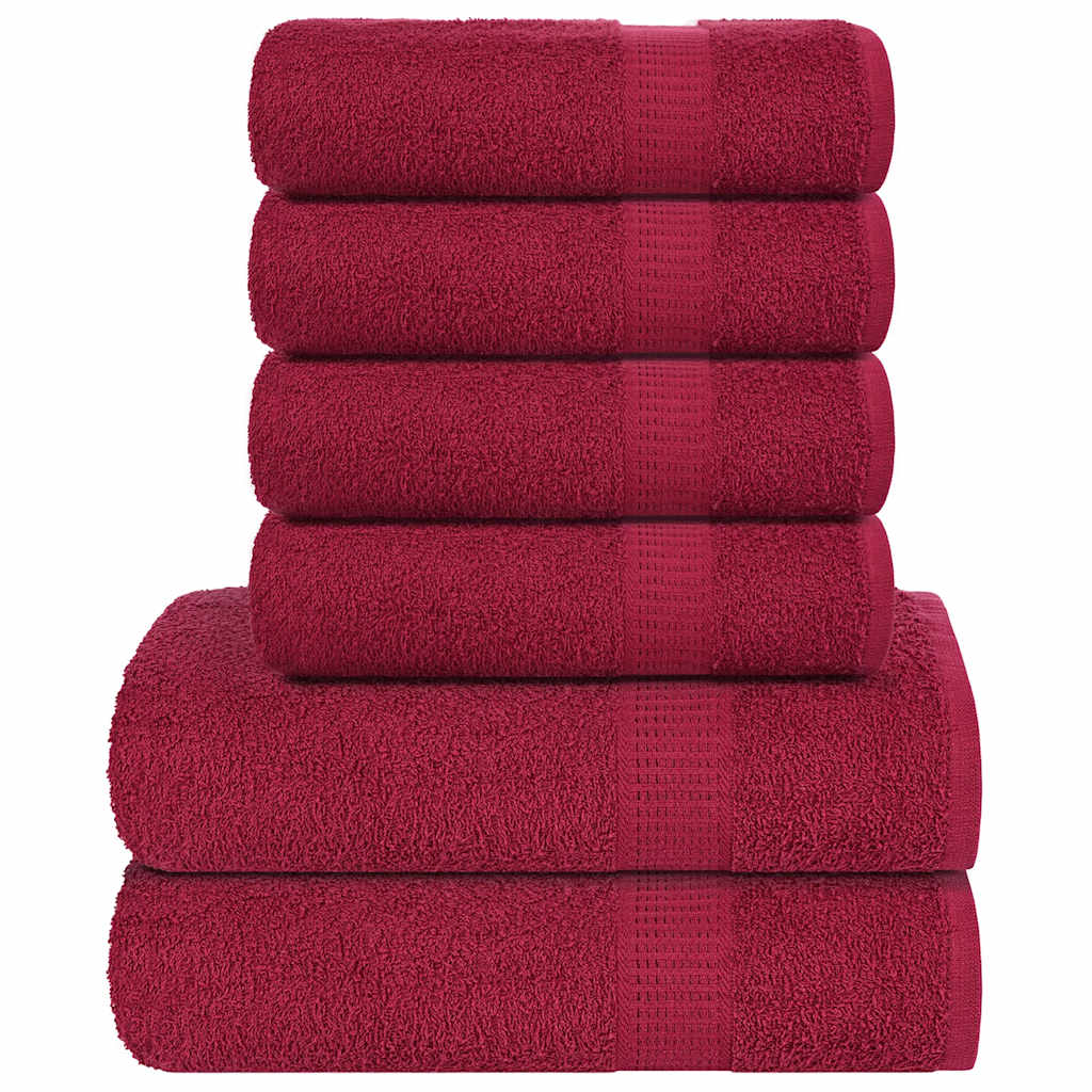 vidaXL 6-cz. zestaw ręczników, FROGN, bordo, 360 g/m²