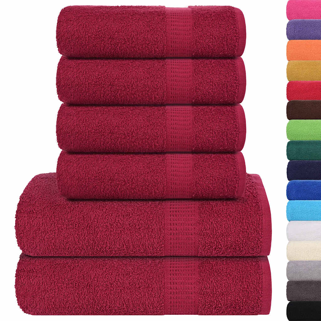 vidaXL 6-cz. zestaw ręczników, FROGN, bordo, 360 g/m²