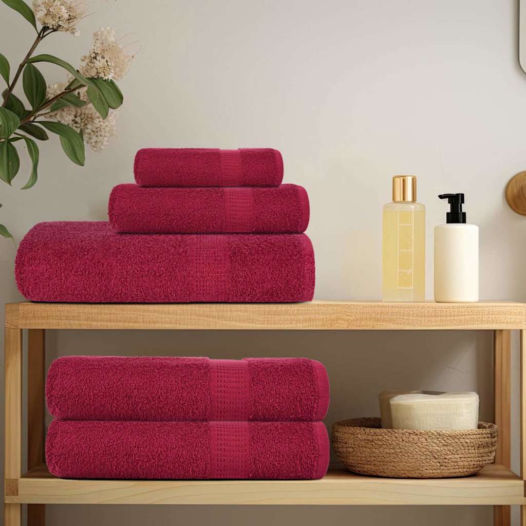 vidaXL 6-cz. zestaw ręczników, FROGN, bordo, 360 g/m²