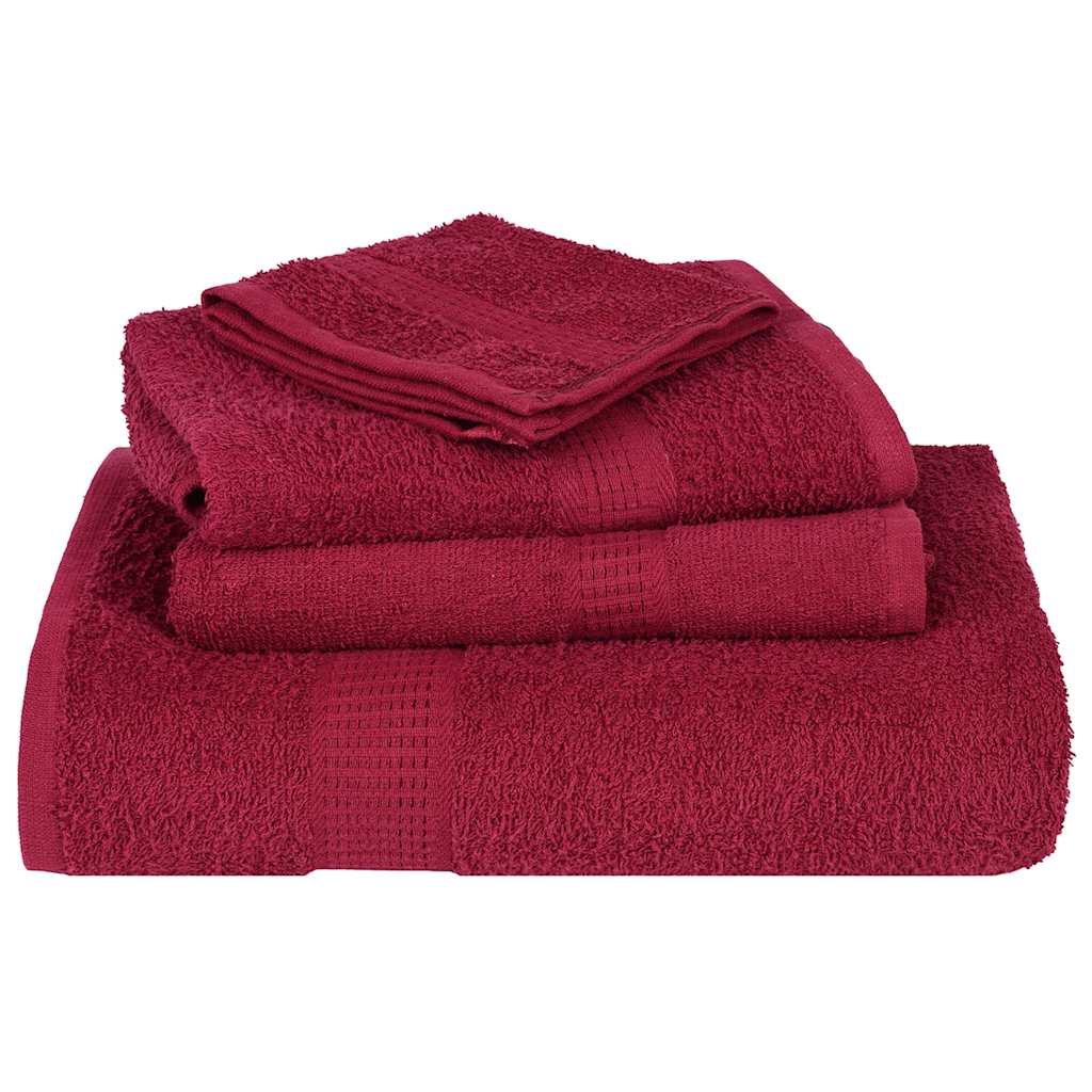 vidaXL 6-cz. zestaw ręczników, FROGN, bordo, 360 g/m²