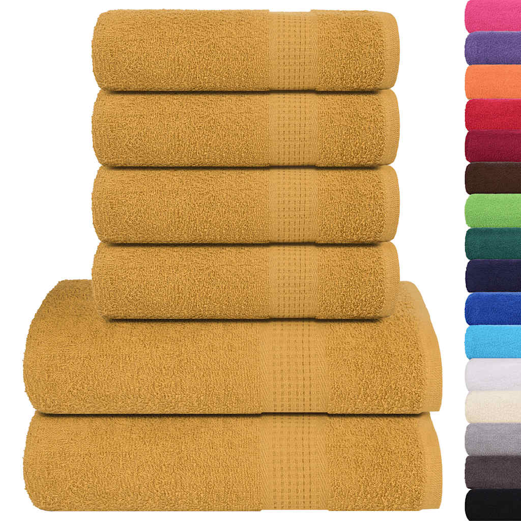 vidaXL 6-cz. zestaw ręczników, FROGN, złoty, 360 g/m²